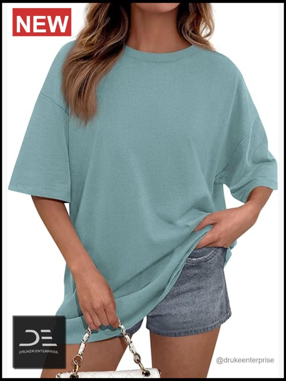 Short Sleeve Crewneck Loose Fit Basic Oversized T Shirt Cotton Blend